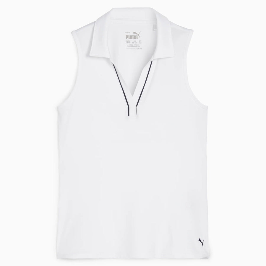 Polo de golf sans manches Puma Cloudspun à liserés pour fille junior