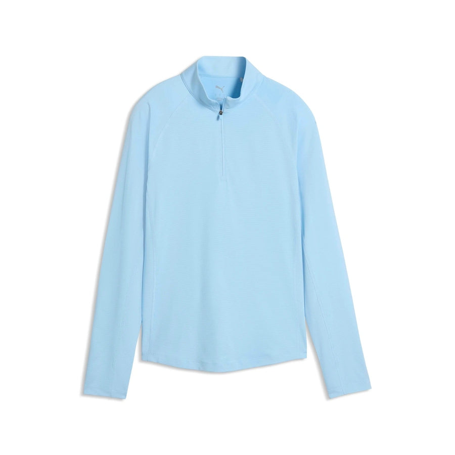 Puma Ladies YOU-V Solid 1/4 Zip Golf Pullover - Light Blue