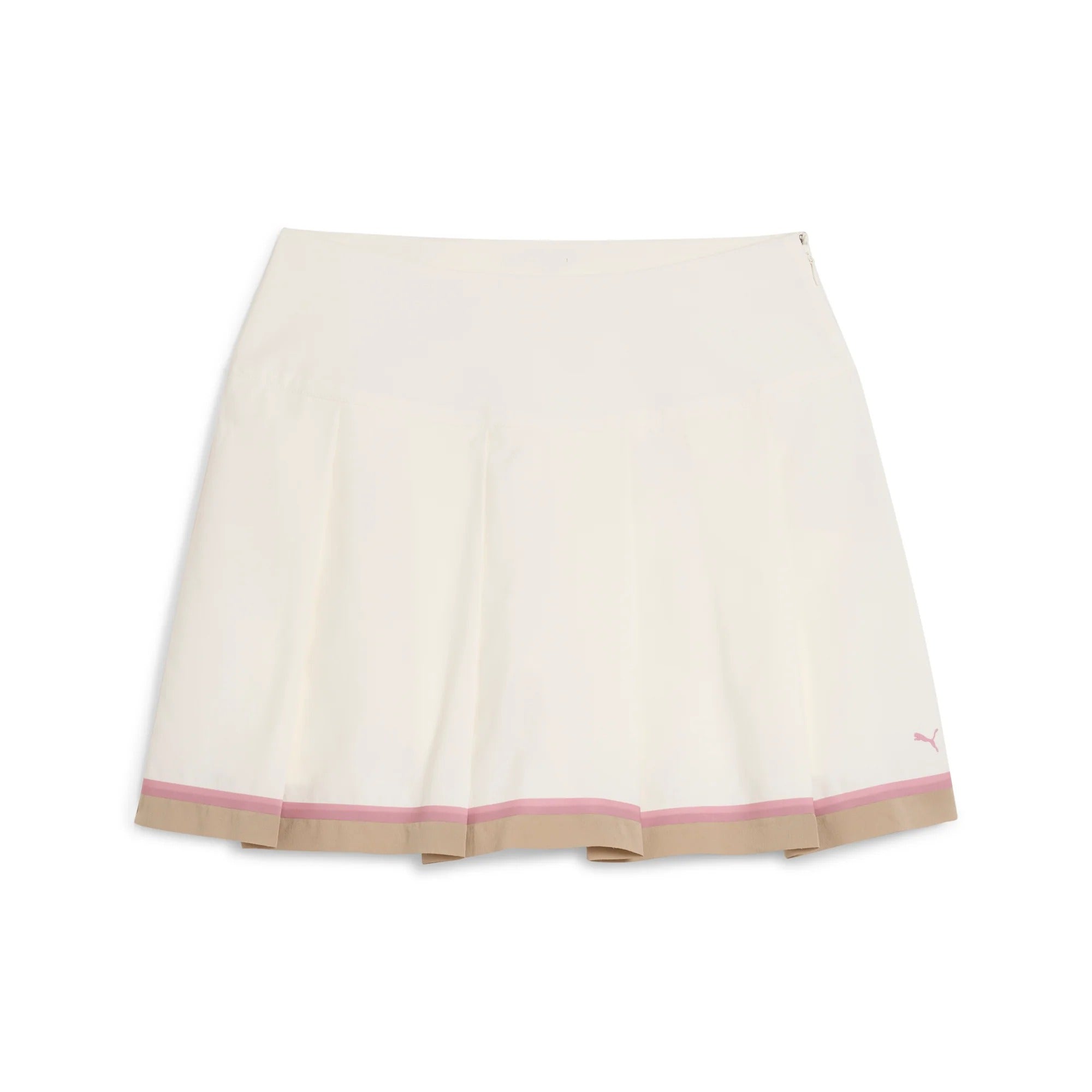 Puma Ladies Stripe Pleated Skirt - Warm White