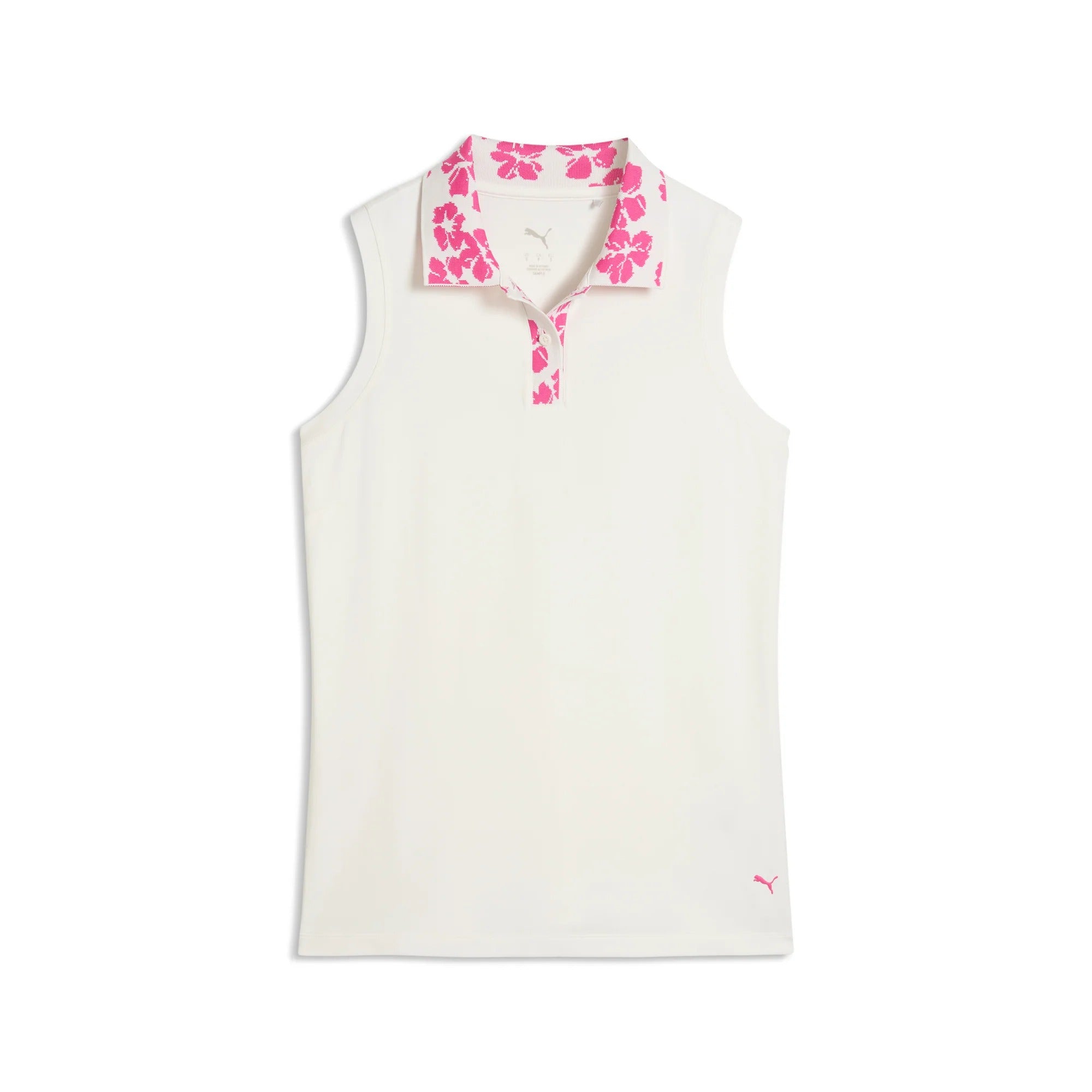 Puma Ladies Modalon Floral Rib Sleeveless Golf Polo - White