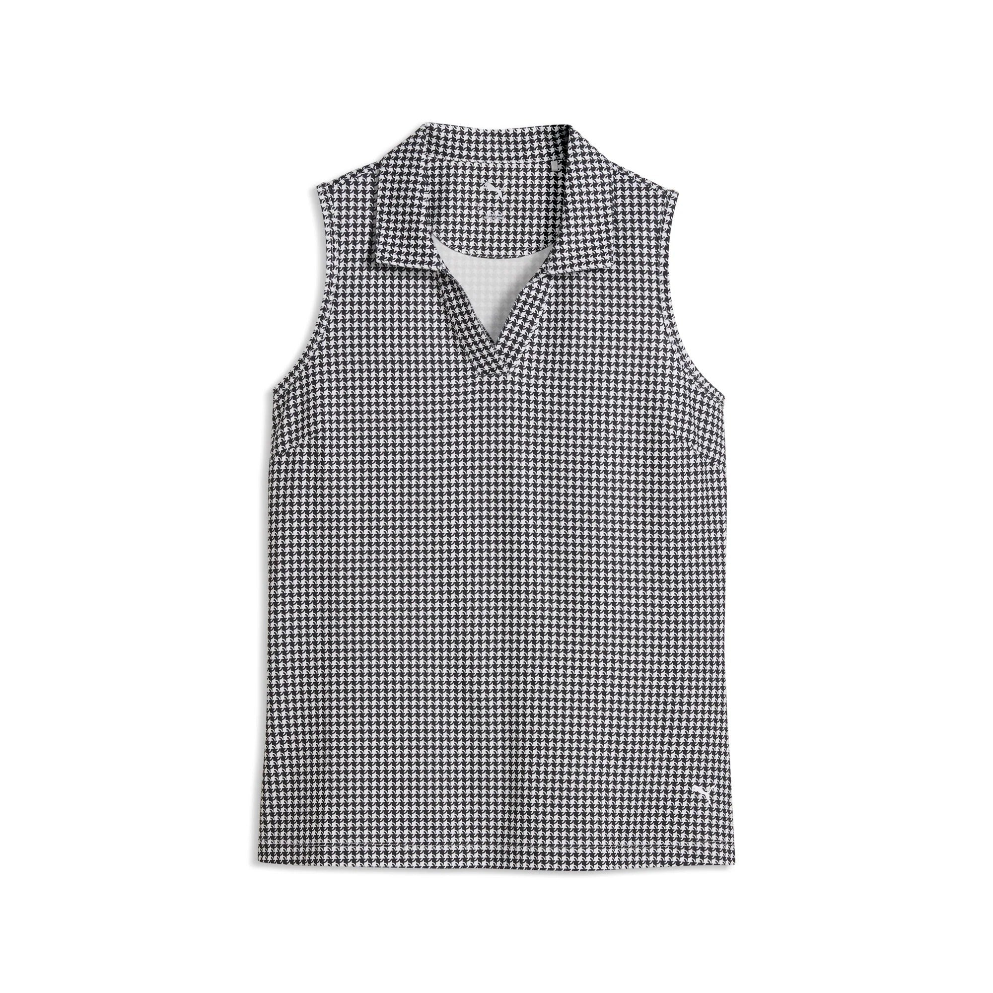Puma Ladies CLOUDSPUN Mono Check Sleeveless Golf Polo - Black