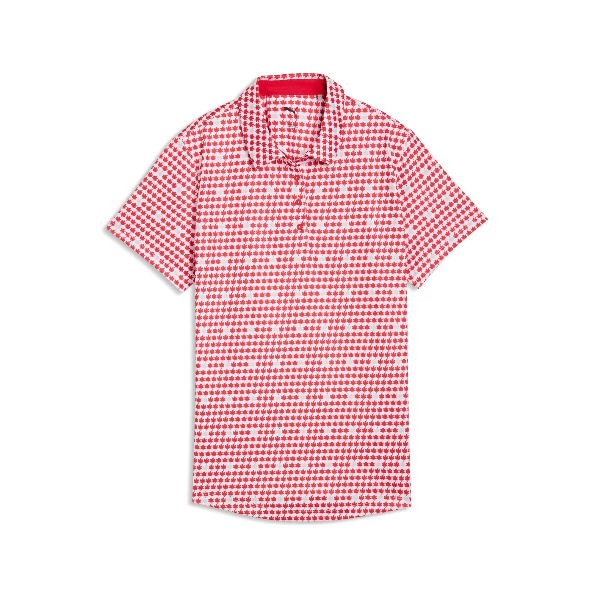 Puma Ladies Maple Leaf Printed Golf Polo - Red