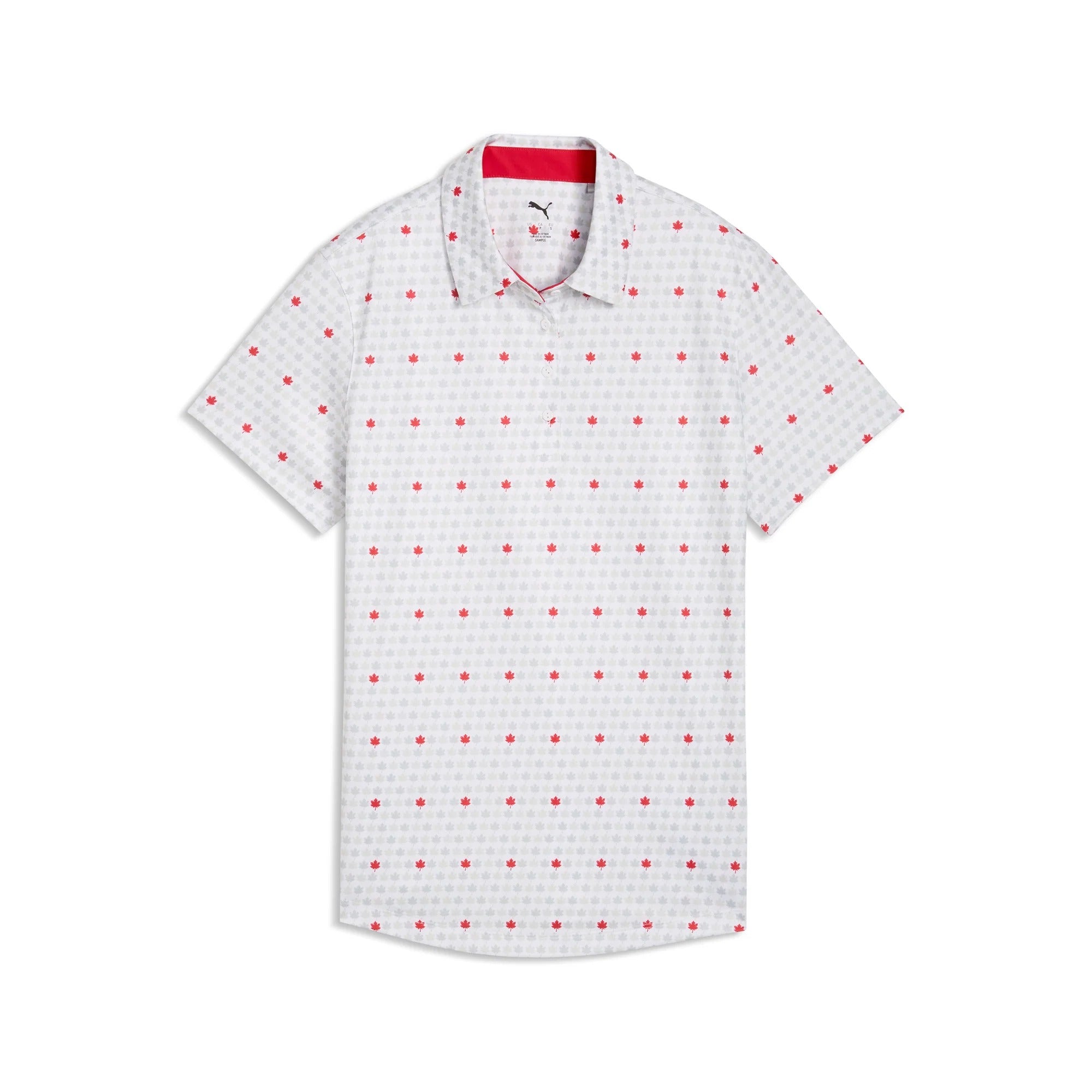 Puma Ladies Maple Leaf Printed Golf Polo - Gray