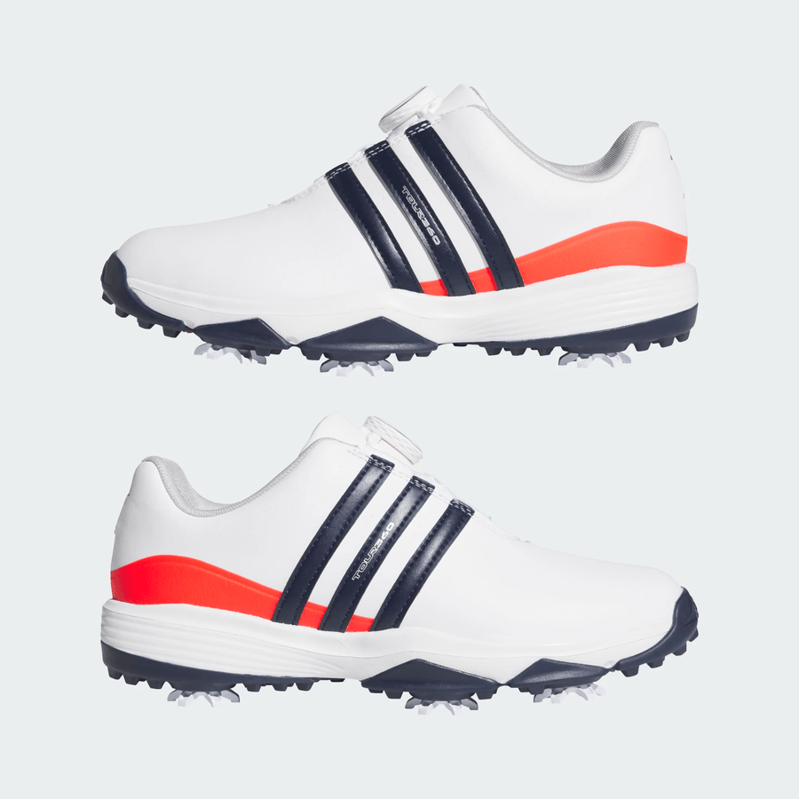 Adidas Junior Tour360 24 BOA Chaussures de golf - Blanc/Rouge
