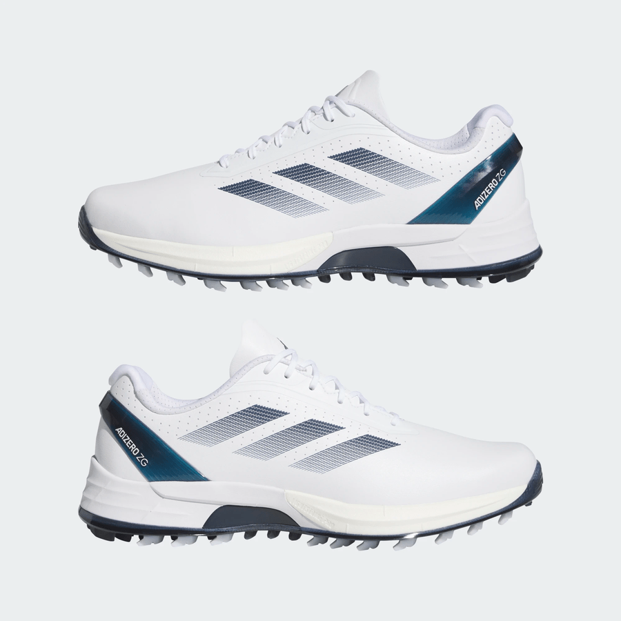 Adidas Adizero ZG Spikeless Golf Shoes - White/Navy