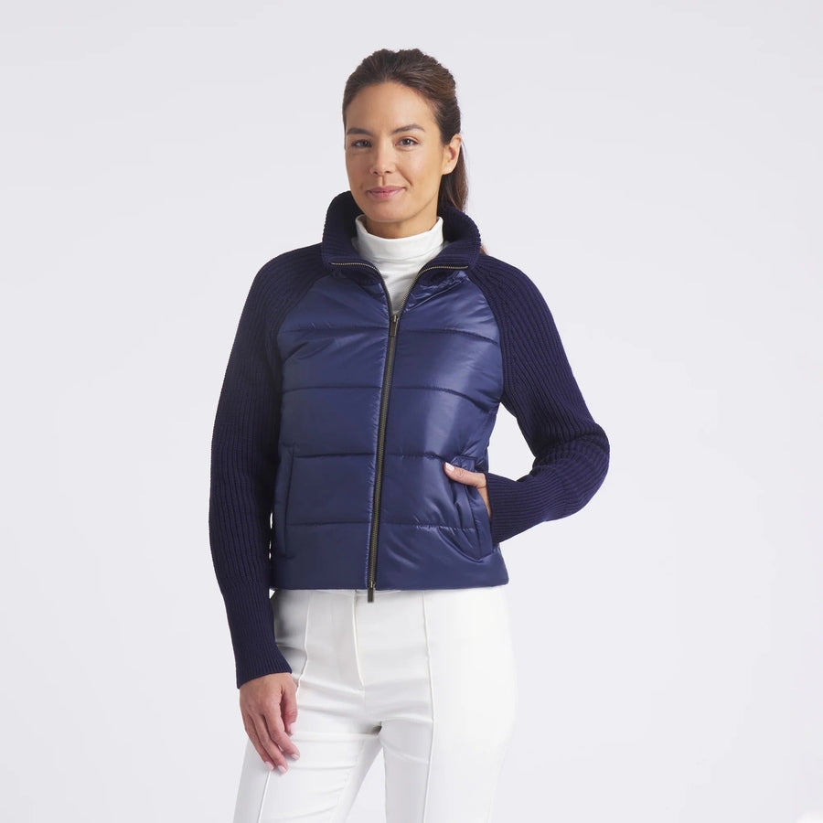 Puma Ladies Hybrid Sweater Golf Jacket - Navy