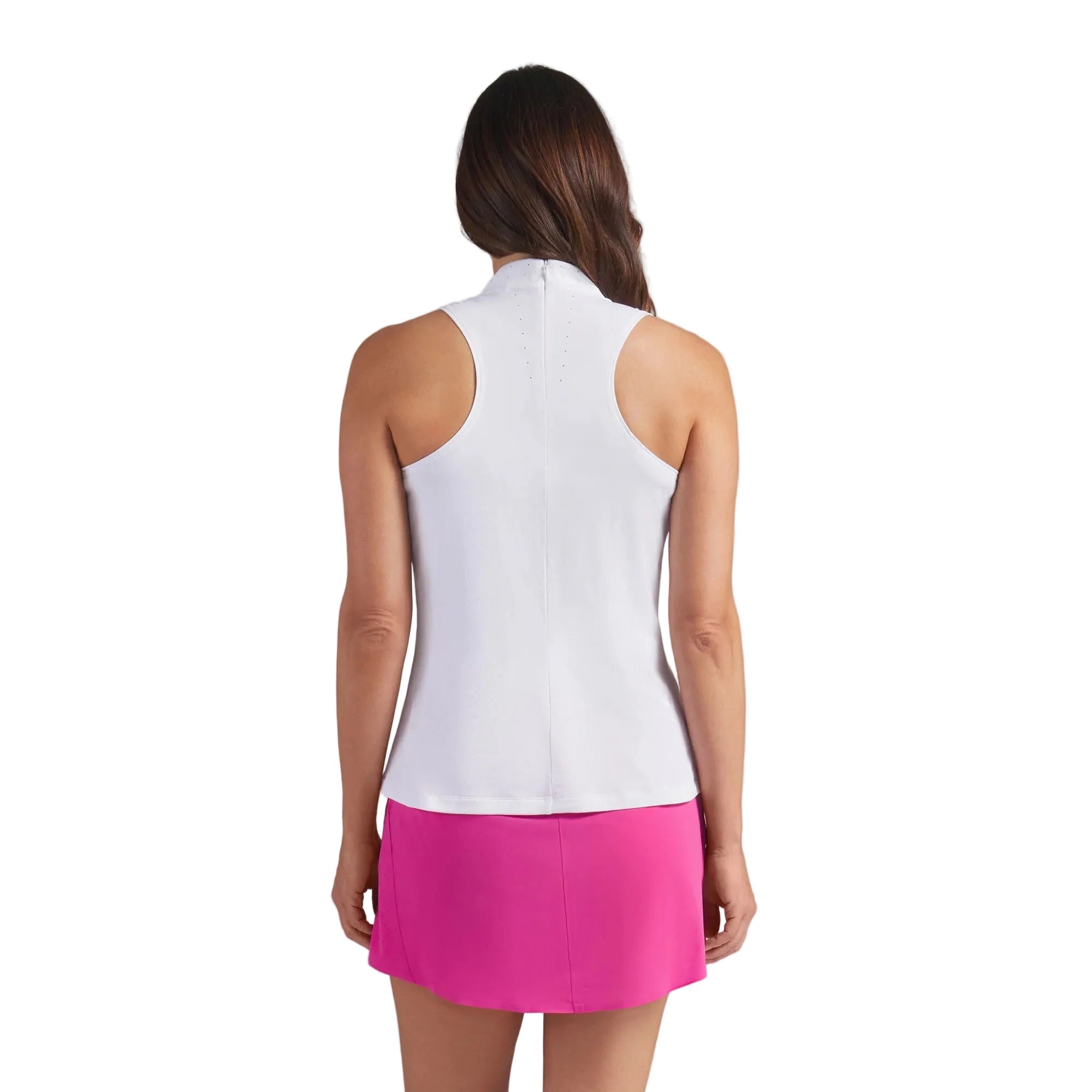 Puma Ladies Nylon Sport Sleeveless Mockneck Golf Polo - White