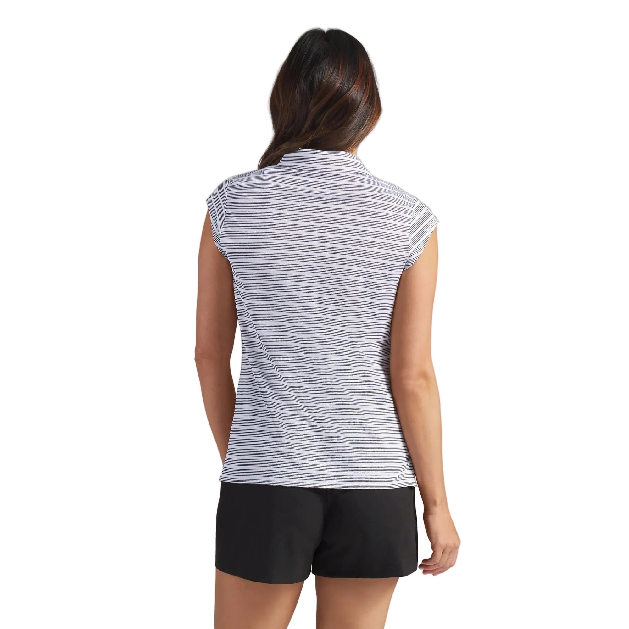 Puma Ladies Pique YD Stripe Cap Sleeve Golf Polo - White/Black