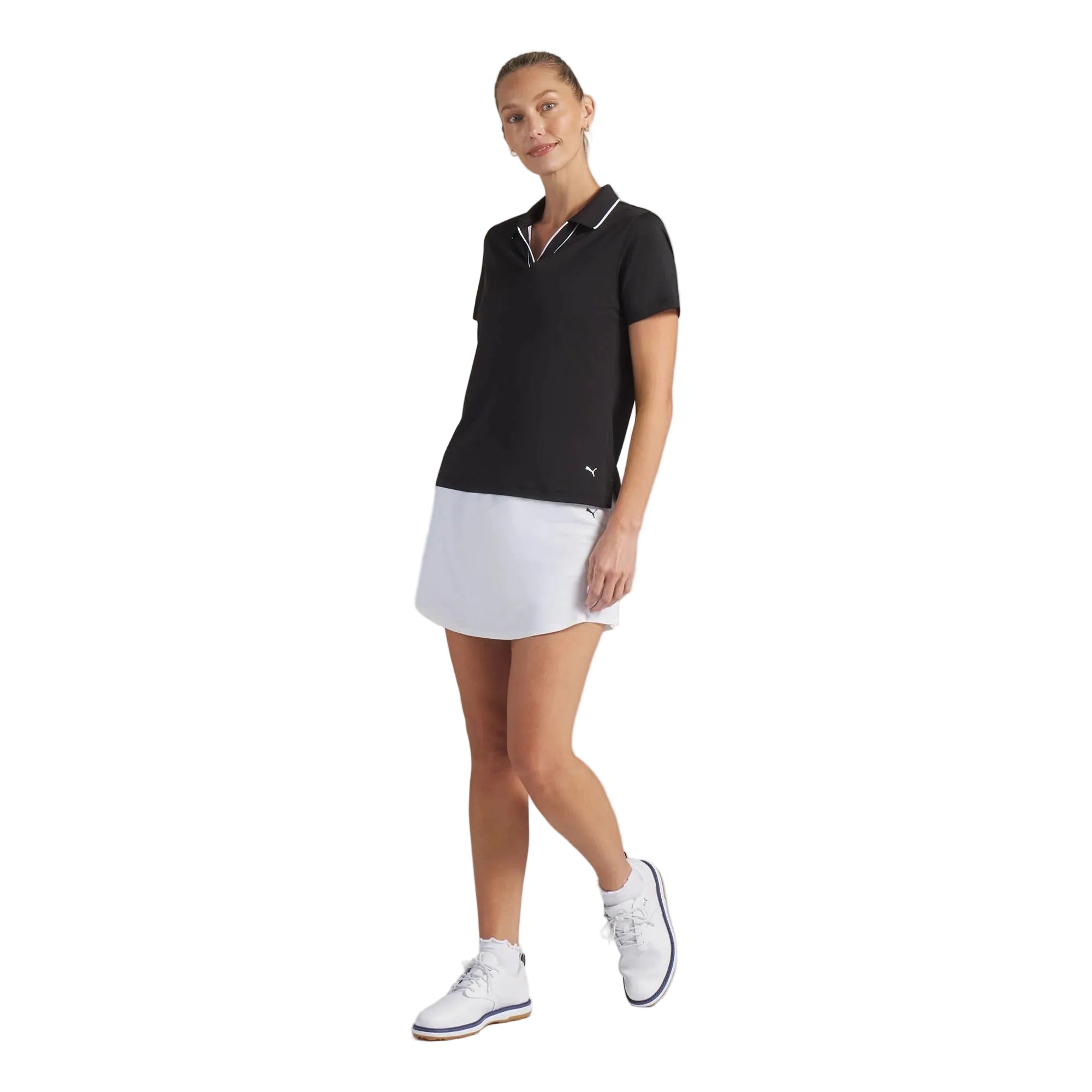 Puma Ladies CLOUDSPUN Essential Short Sleeve Golf Polo - Black