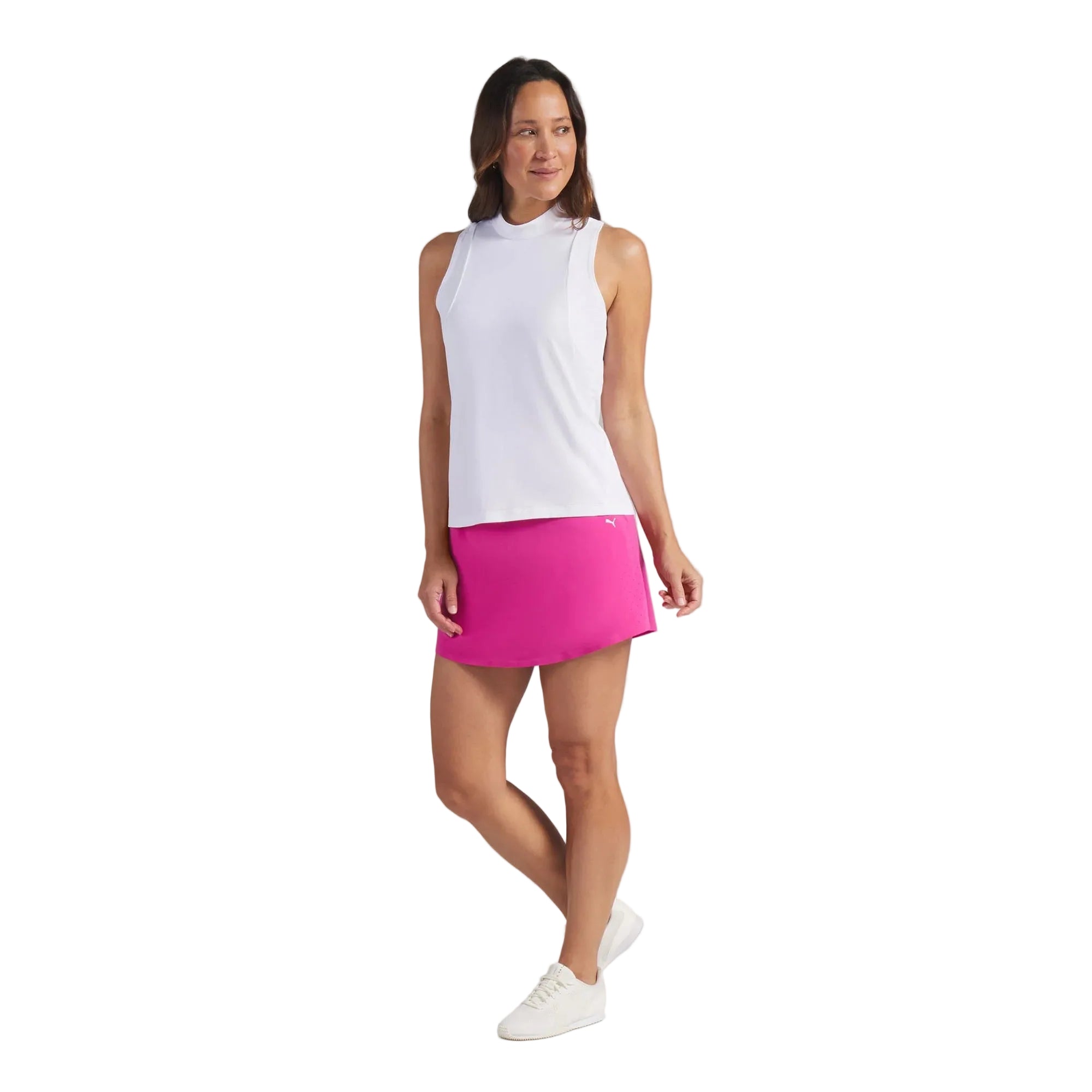 Puma Ladies Nylon Sport Sleeveless Mockneck Golf Polo - White