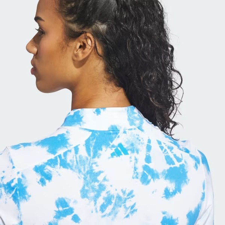 Adidas Ladies Ultimate365 Printed Quarter-Zip Mock Polo Shirt