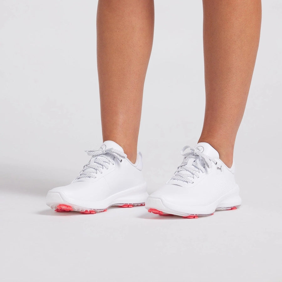 Puma Ladies Ignite Blaze 2 Spiked Golf Shoes - White/Peach