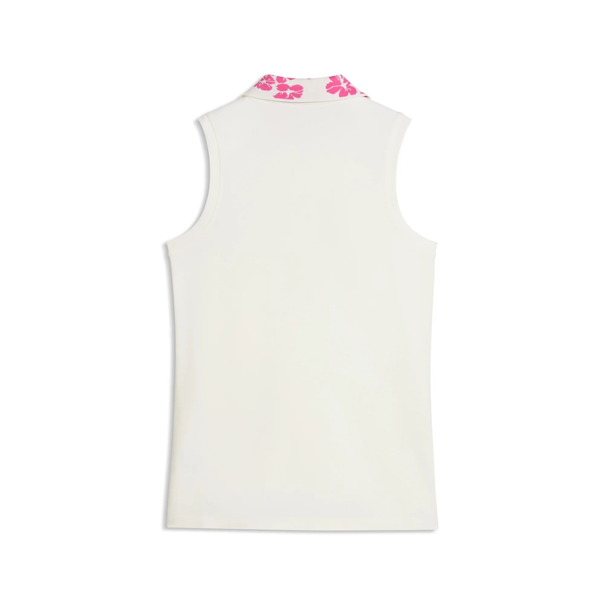 Puma Ladies Modalon Floral Rib Sleeveless Golf Polo - White