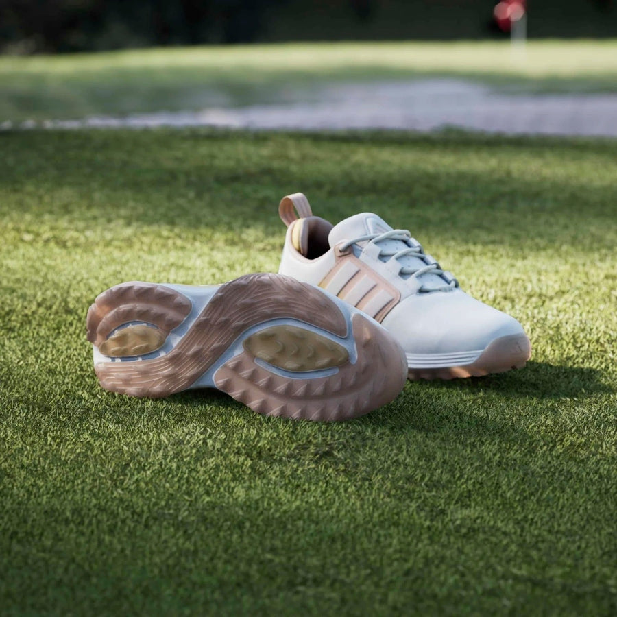 Adidas Ladies Adipower 26 Spikeless Golf Shoes - White/Yellow/Pink