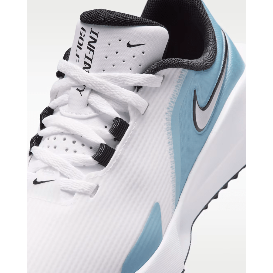 Chaussures de golf sans crampons Nike Infinity G Jr. '24 pour grands enfants - Blanc/Bleu