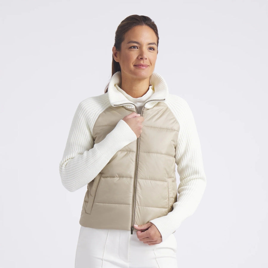 Puma Ladies Hybrid Sweater Golf Jacket - Beige
