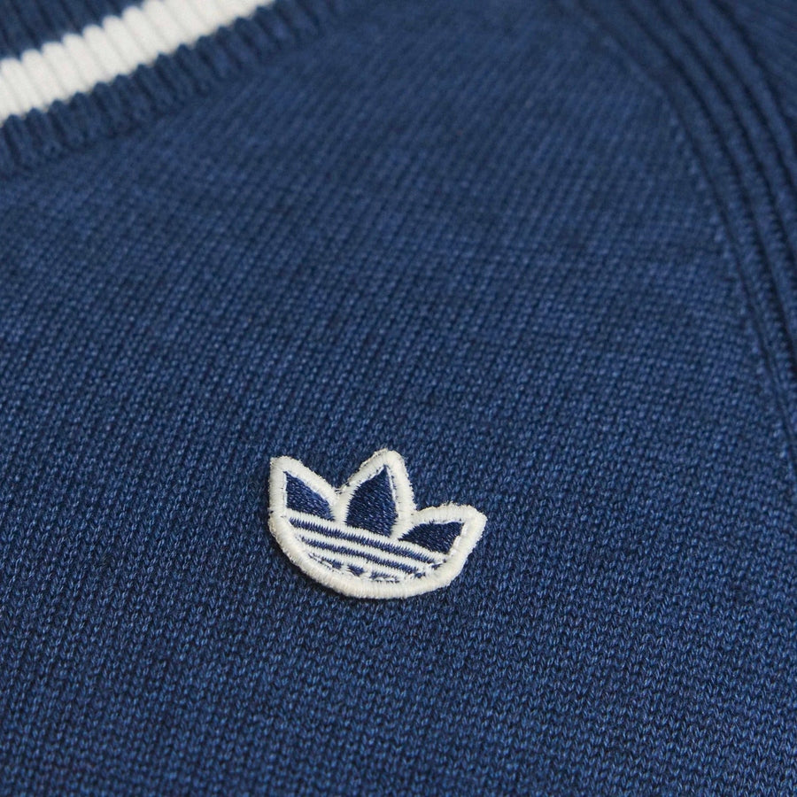 Adidas Ladies Originals Cashmere Blend V-Neck Sweater - Navy