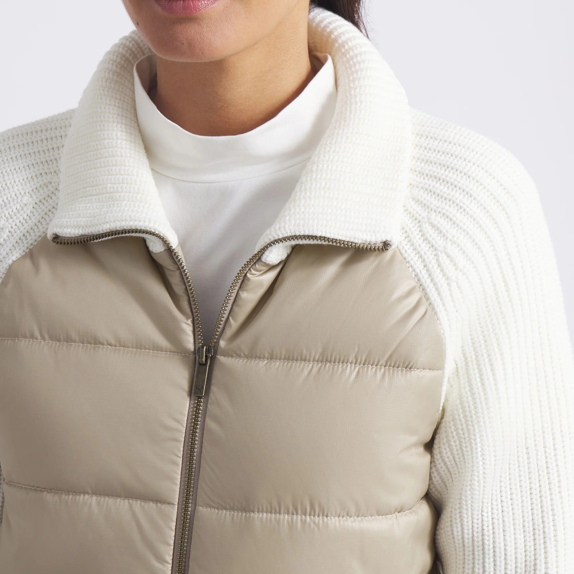 Puma Ladies Hybrid Sweater Golf Jacket - Beige