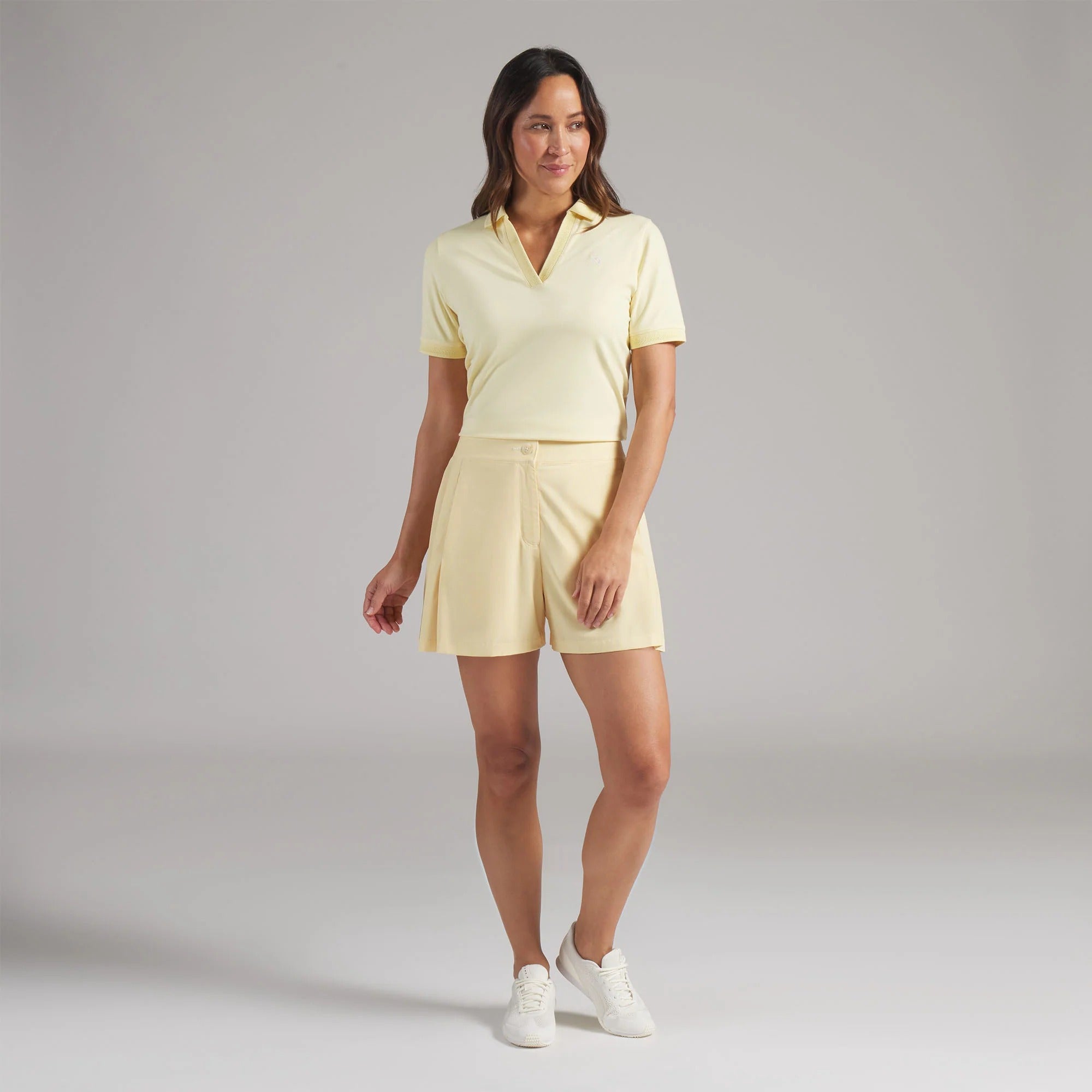 Puma Ladies AP Pinstripe Golf Shorts - Yellow