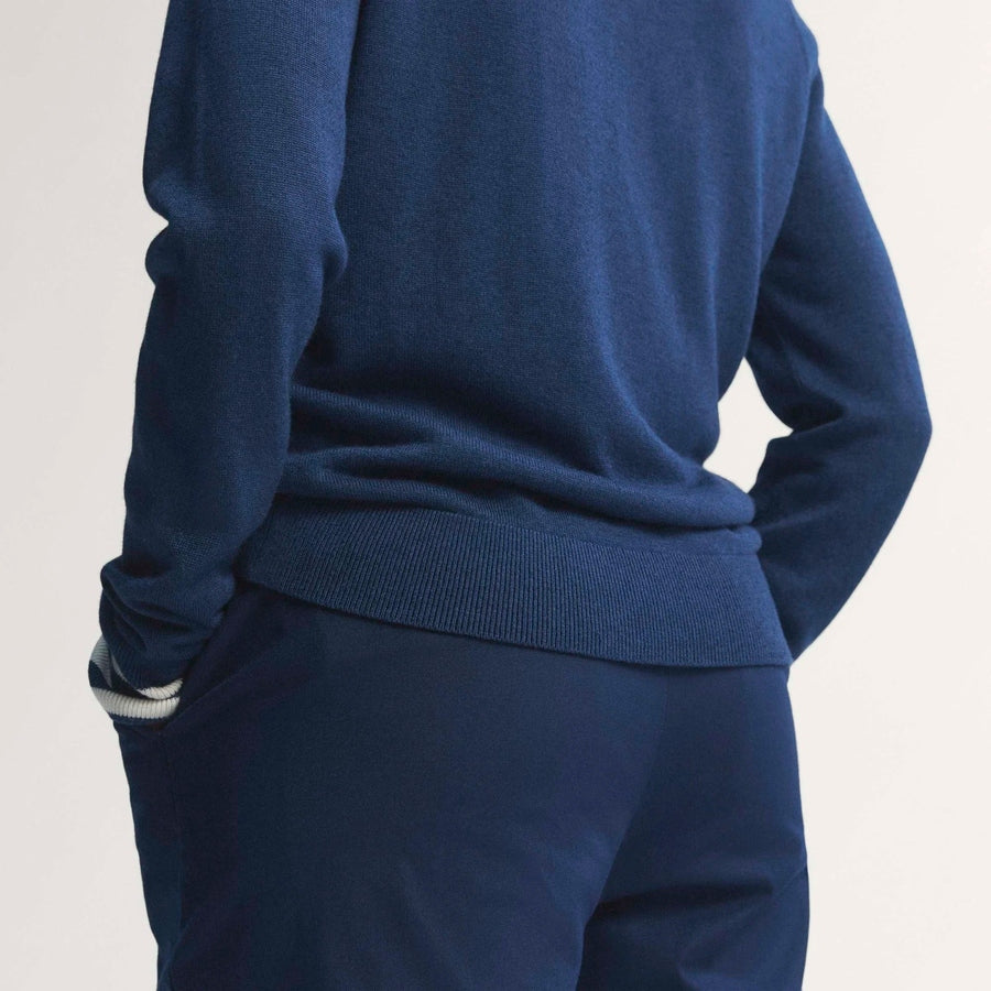 Adidas Ladies Originals Cashmere Blend V-Neck Sweater - Navy