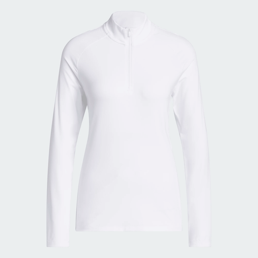 Adidas Ladies Ultimate365 Solid Quarter-Zip Mock Polo Shirt