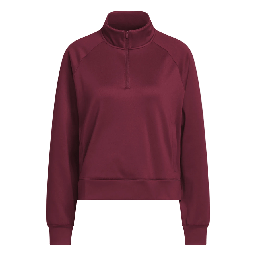 Adidas Ladies Ultimate365+ Climawarm Loose Quarter-zip Hoodie - Maroon