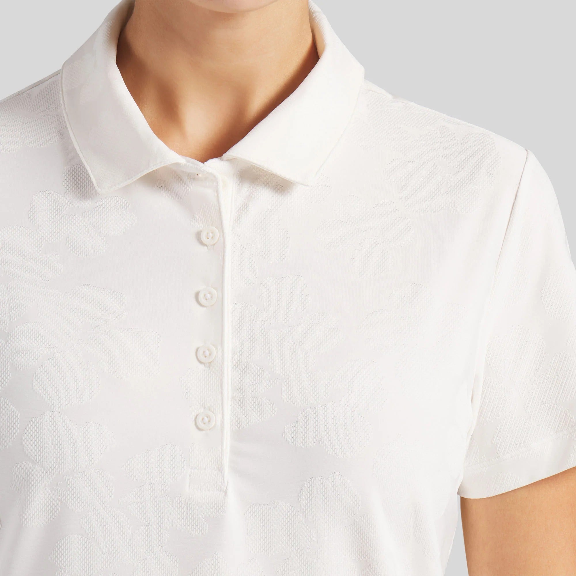 Puma Ladies Floral Lace Jacquard Golf Polo - White