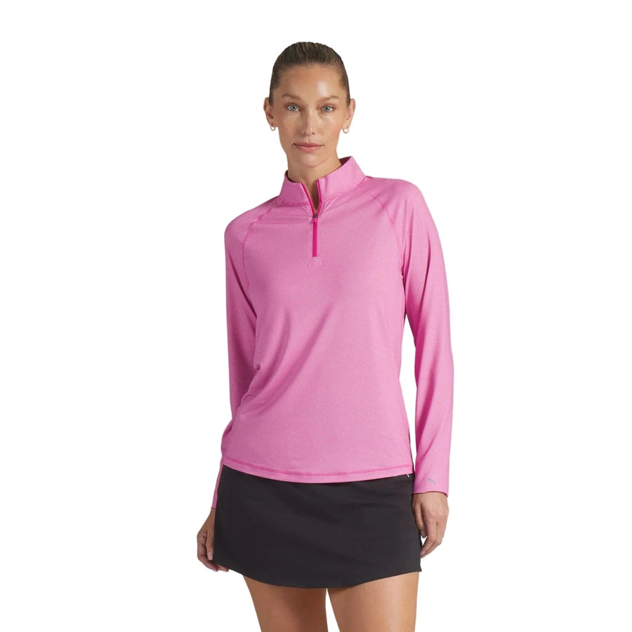 Puma Ladies UV Birdseye 1/4 Zip Golf Jacket - Pink
