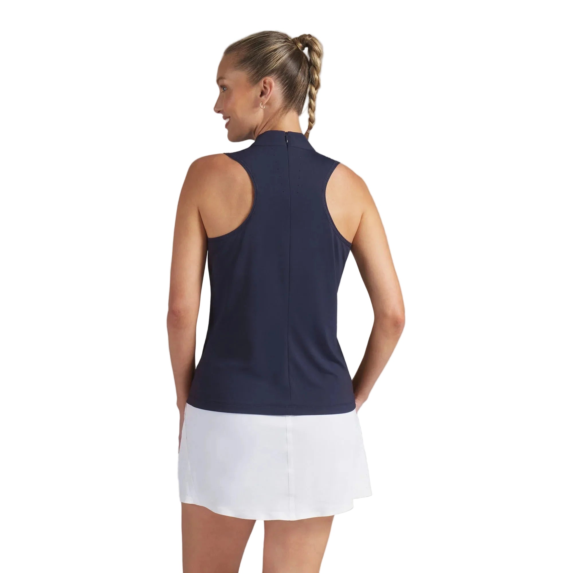 Puma Ladies Nylon Sport Sleeveless Mockneck Golf Polo - Navy