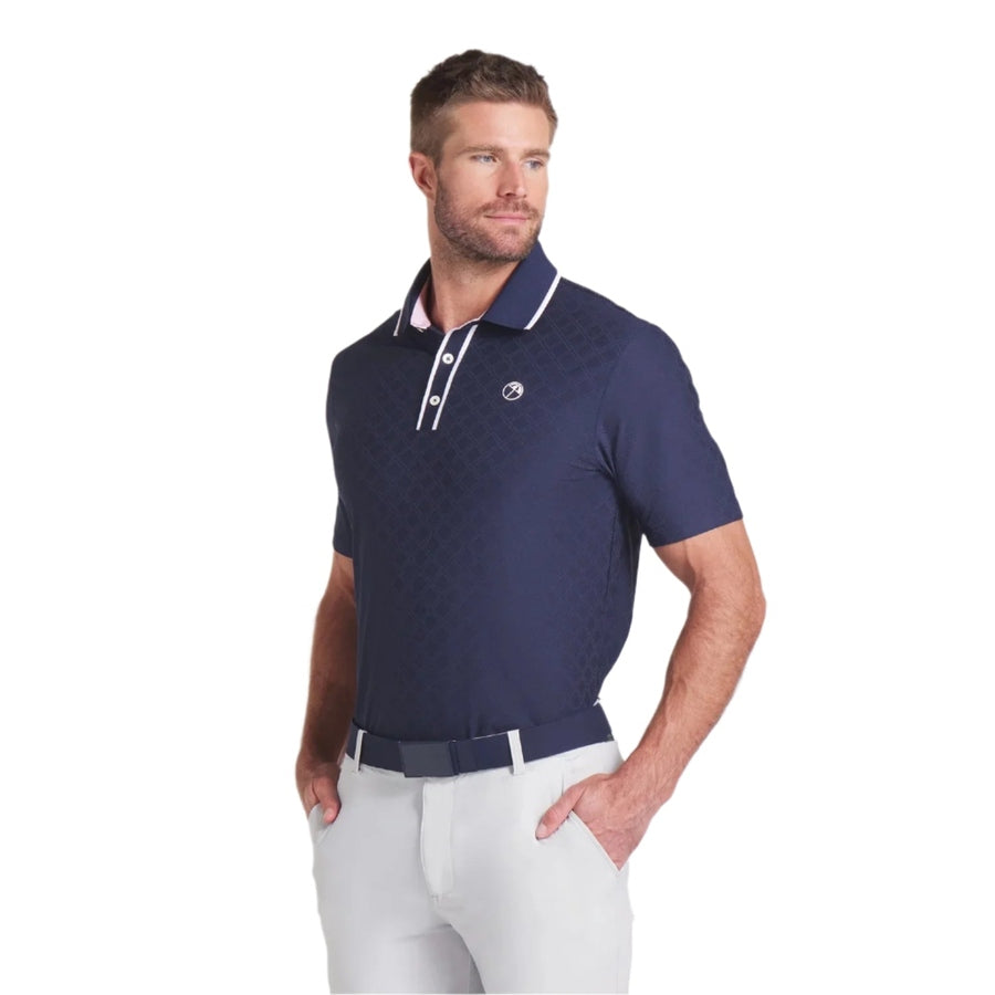 Puma AP Tipped Jacquard Golf Polo - Navy