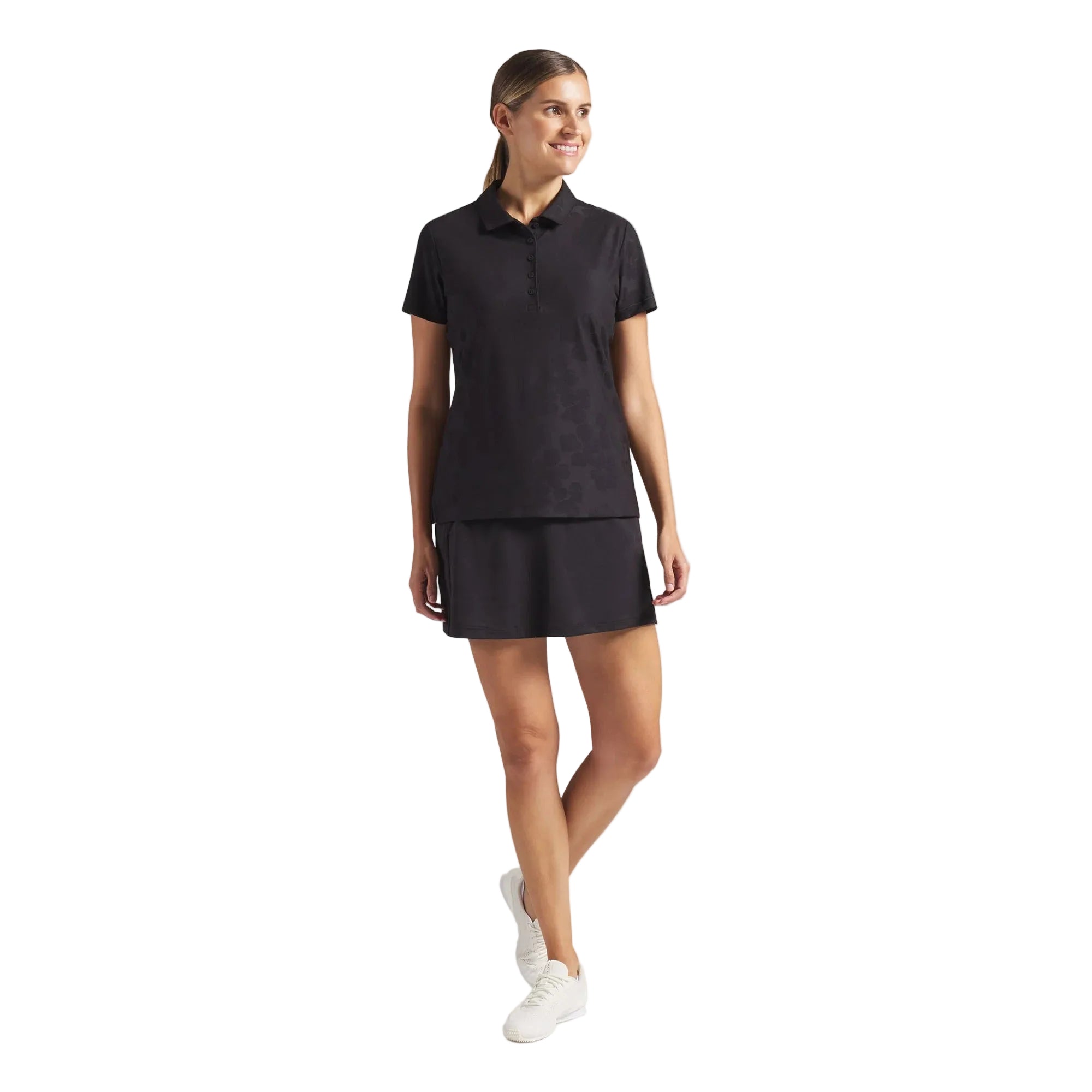 Puma Ladies Floral Lace Jacquard Golf Polo - Black