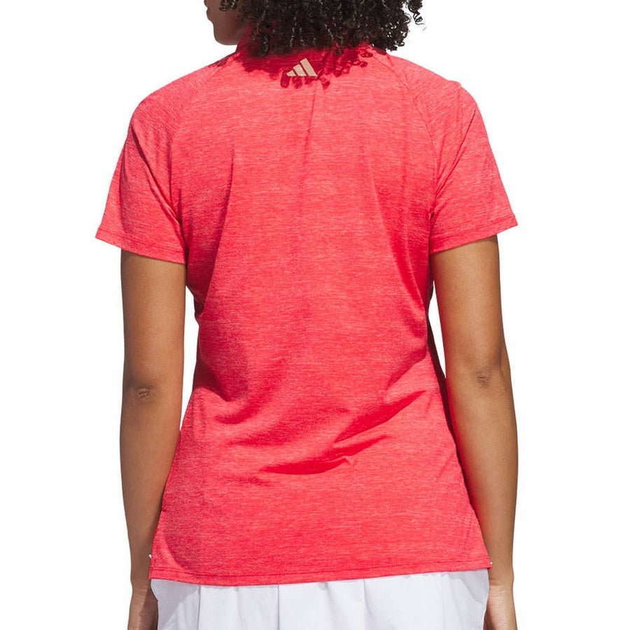 Adidas Ladies Ultimate365 Heathered Twistknit Polo Shirt - Burgundy