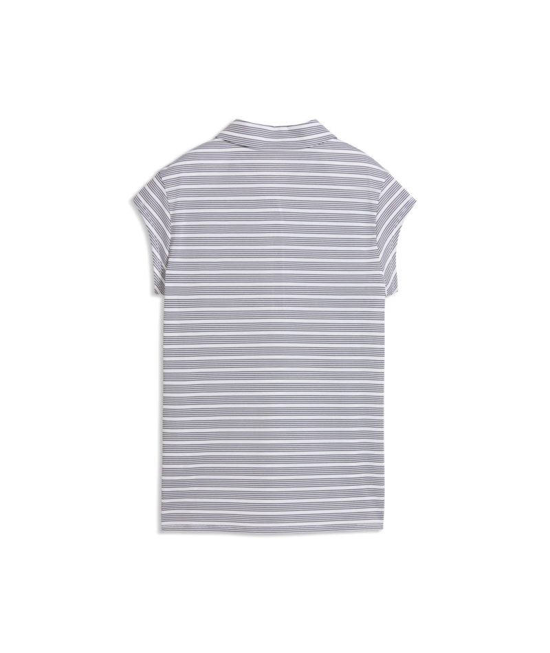 Puma Ladies Pique YD Stripe Cap Sleeve Golf Polo - White/Navy