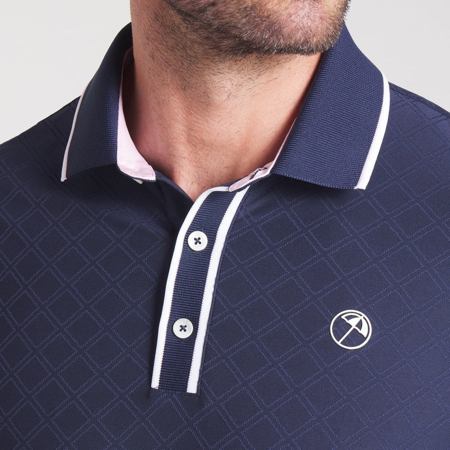 Puma AP Tipped Jacquard Golf Polo - Navy