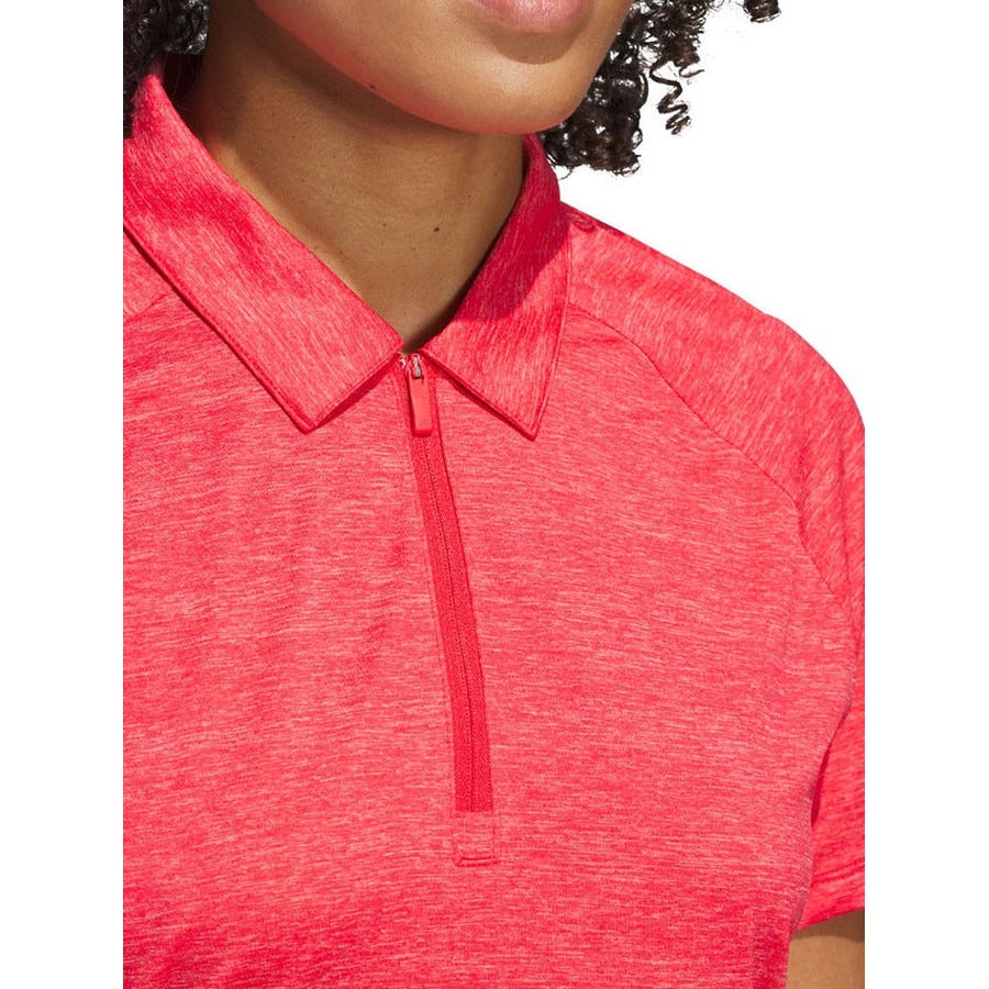 Adidas Ladies Ultimate365 Heathered Twistknit Polo Shirt - Burgundy