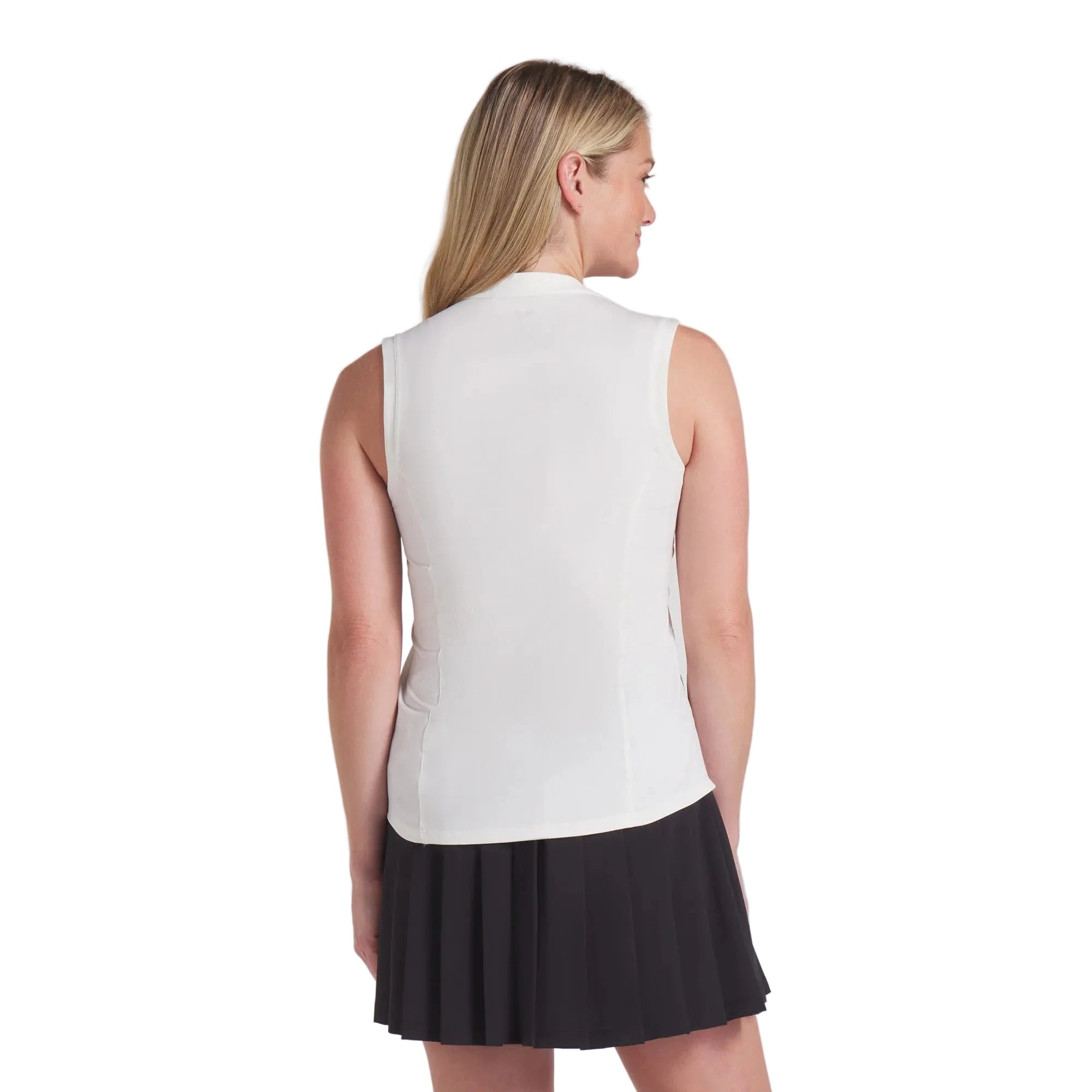 Puma Ladies Aerlon Mock Sleeveless Golf Polo - White