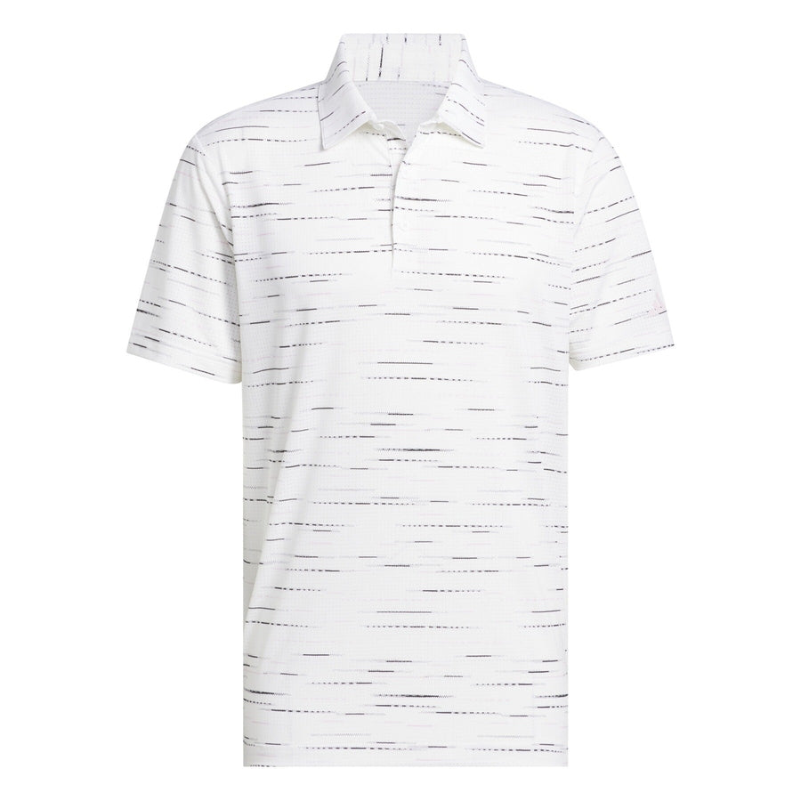 Adidas Ultimate365 Mesh Stripe Print Polo Shirt - White/Pink