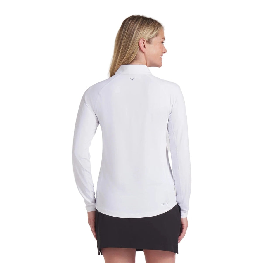 Puma Ladies YOU-V Solid 1/4 Zip Golf Pullover - White