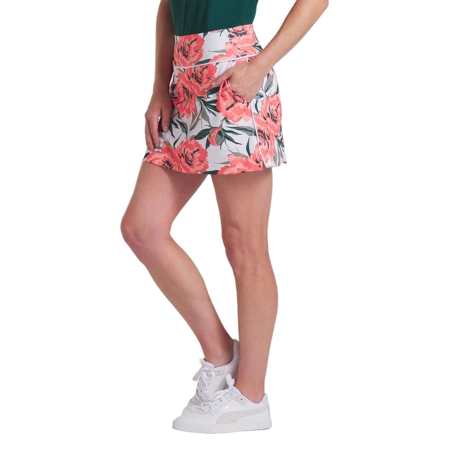 Puma Ladies Blake B-Game Golf Skirt - White/Peach