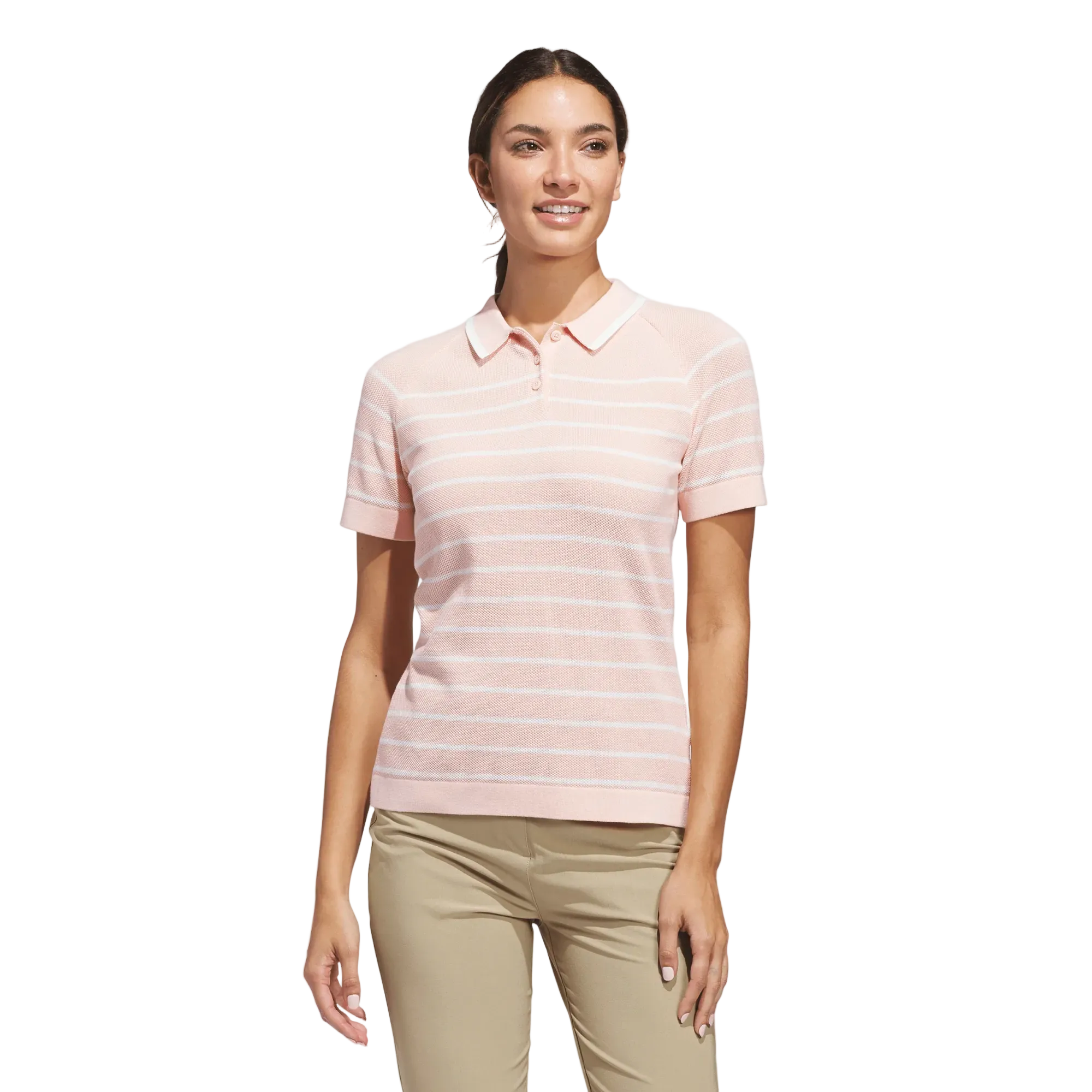 Adidas Ladies Ultimate365+ Stripe Knit Polo Shirt