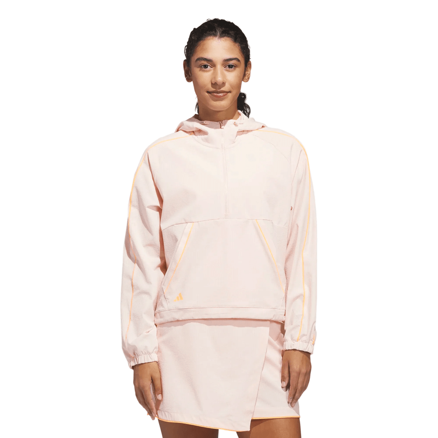 Adidas Ladies Ultimate365 Seersucker Quarter-Zip Jacket - Pink