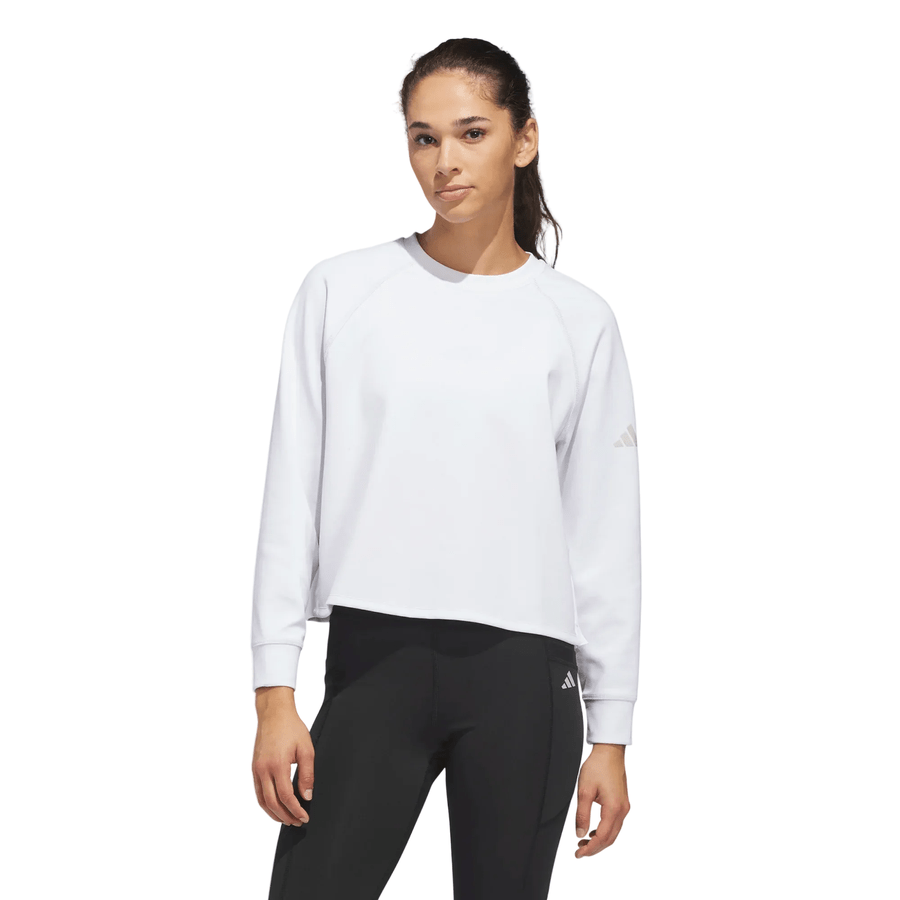 check Adidas Ladies Beyond The Course Crewneck Golf Layer - White