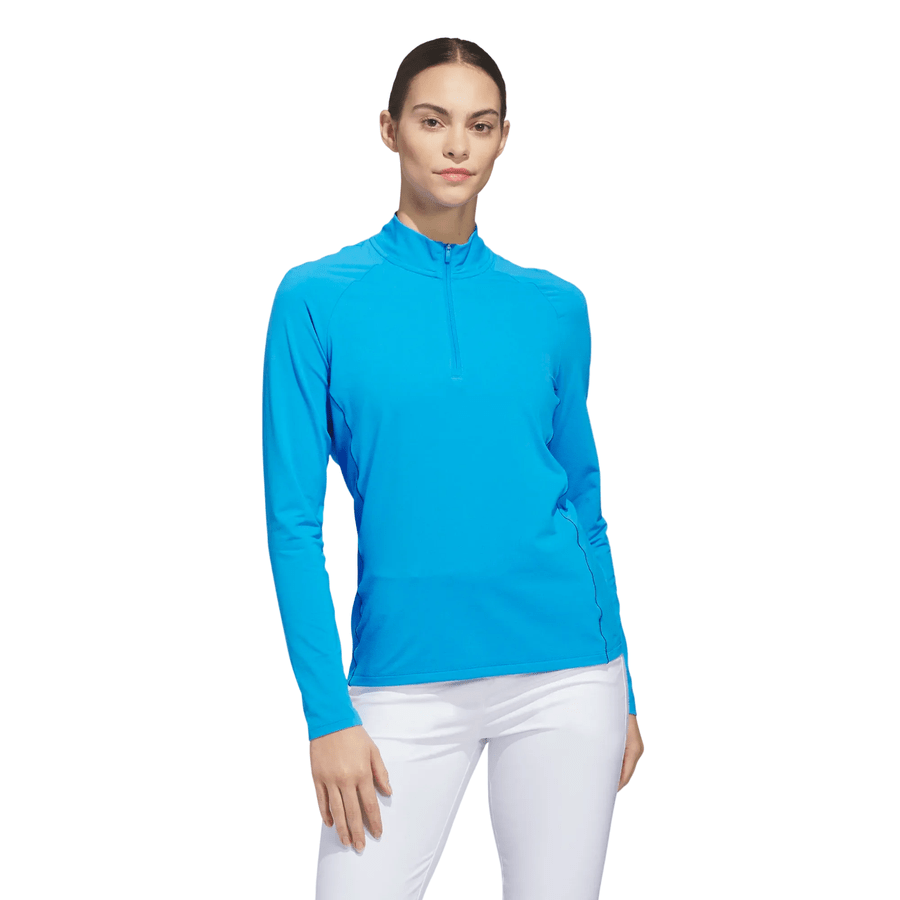 Adidas Ladies Ultimate365 Solid Quarter-Zip Mock Polo Shirt