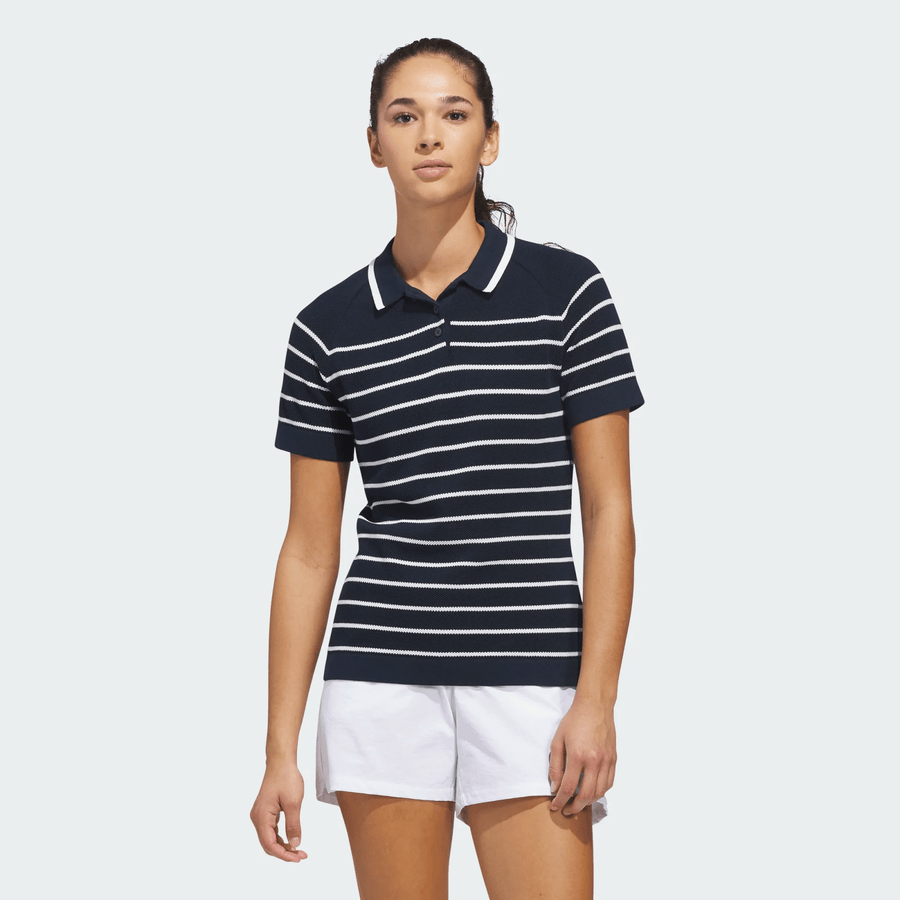 Adidas Ladies Ultimate365+ Stripe Knit Polo Shirt