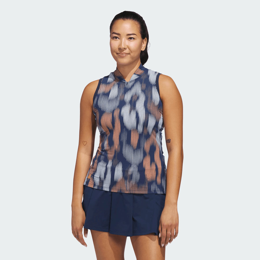 Adidas Ladies Ultimate365 Tour Printed Sleeveless Polo Shirt