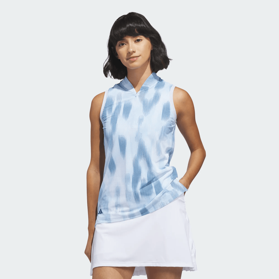Adidas Ladies Ultimate365 Tour Printed Sleeveless Polo Shirt