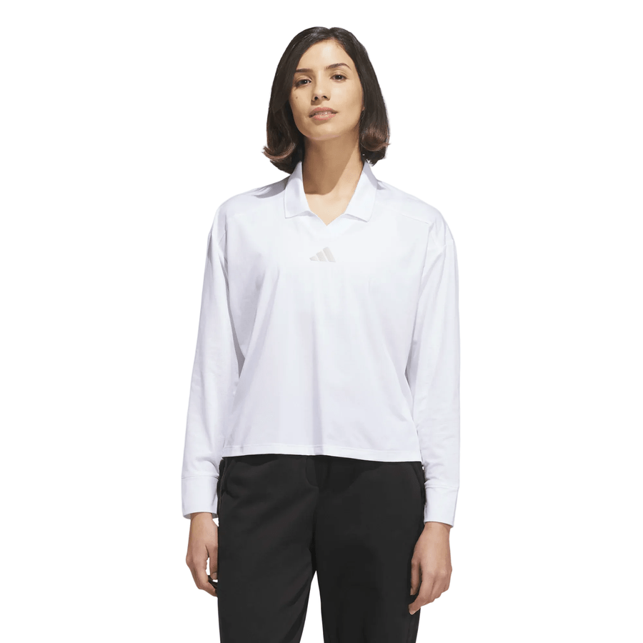 Adidas Ladies Beyond The Course Twistknit Loose Polo Shirt - White