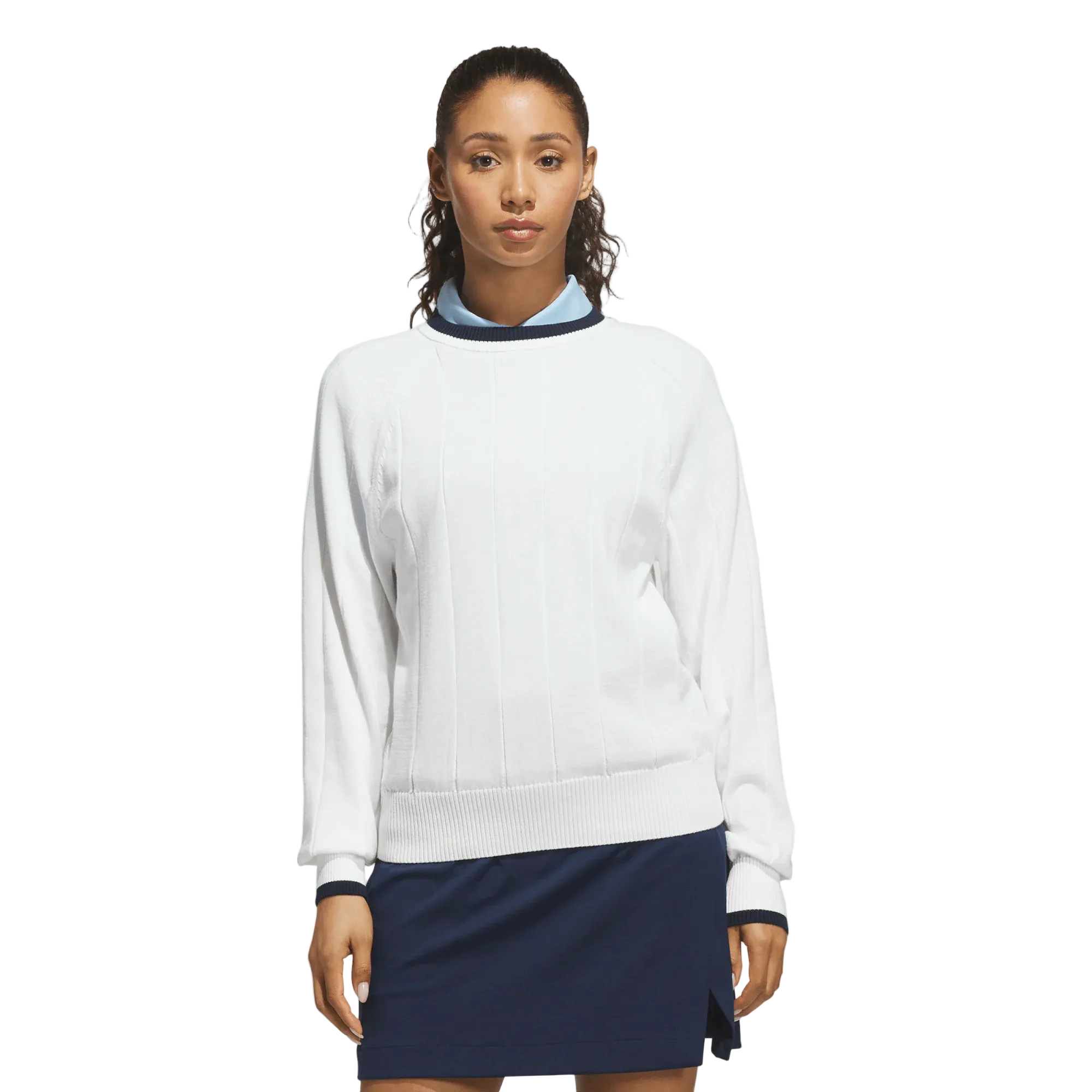 Adidas Ladies Ultimate365+ Knit Crew Sweater - White
