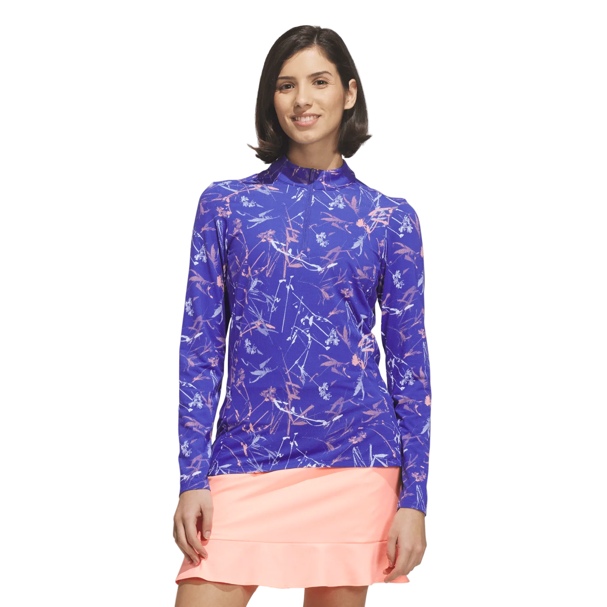 Adidas Haut imprimé à col montant zippé 1/4 Ultimate365 Cool Feeling pour femme