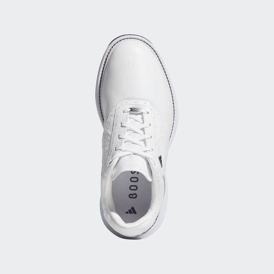 Chaussures de golf Adidas MC70 sans crampons pour femme - blanc/bleu